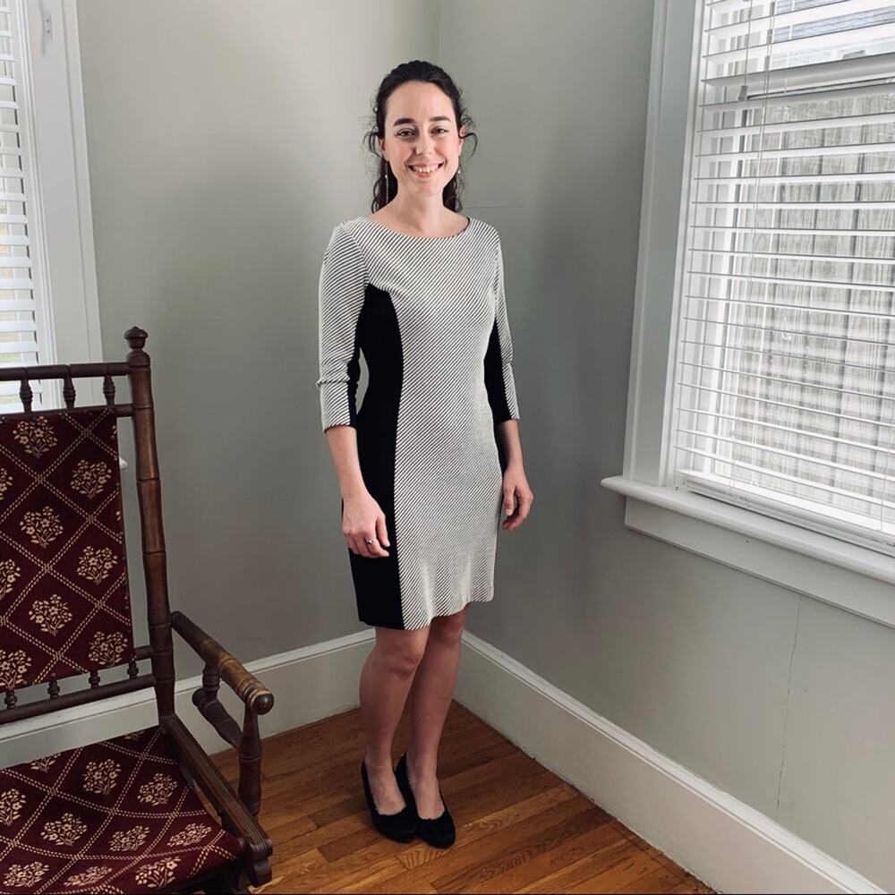 Banana Republic Black and Cream Sheath Dress, 4